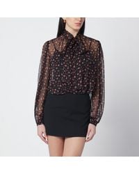 Dolce & Gabbana - Chiffon Blouse With Small Rose Print - Lyst