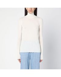Bottega Veneta - Chalk- Wool Turtleneck Sweater - Lyst