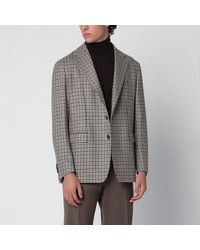 Tagliatore - Single-Breasted Jacket With Tobacco Vichy Pattern - Lyst