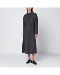 P.A.R.O.S.H. - Anthracite Belted Shirt Dress Wool - Lyst