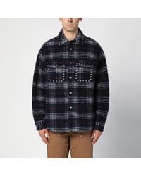 Palm Angels - Check Wool Overshirt With Decorative Studs - Lyst