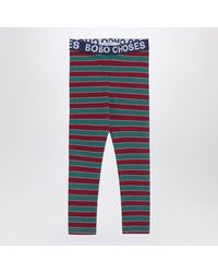 Bobo Choses - Gestreifte Gerippte Baumwollleggings - Lyst