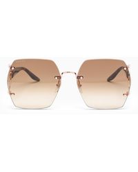 Gucci - Gold And Hexagonal Sunglasses - Lyst
