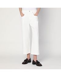 Brunello Cucinelli - Pantaloni bianchi in cotone - Lyst