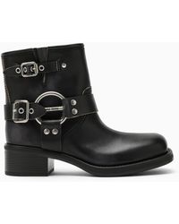 Miu Miu - Vintage-effect Leather Ankle Boot - Lyst