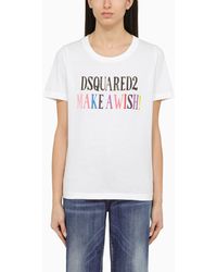 DSquared² - White Cotton T Shirt With Logo - Lyst