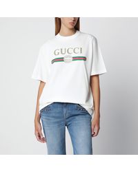 Gucci - Cotton And Silk Jersey T-Shirt With Logo Print - Lyst