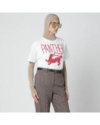 Valentino - Ivory T-Shirt With Panther Print - Lyst