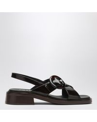 Prada - Brushed Leather Sandals With A Burnt Color Buckle - Lyst
