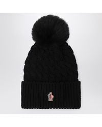 Moncler - Wool Beanie With Shearling Pom-Pom - Lyst