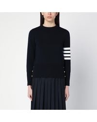 Thom Browne - Navy Crew-neck Sweater In Wool - Lyst