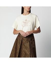 Prada - Ivory T-Shirt With Logo Print - Lyst