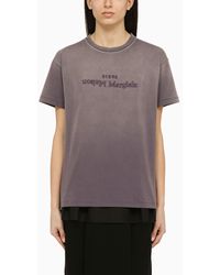 Maison Margiela - Aubergine-coloured Cotton T-shirt With Reverse Logo - Lyst