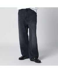 Carhartt - Og double knee pant black/grind washed - Lyst