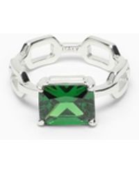 Hatton Labs Ring With Green Cubic Zirconia - Metallic