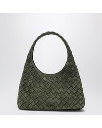 Bottega Veneta - Dark Intrecciato Suede Small Campana Bag - Lyst