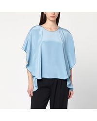 Max Mara - Blouse Fluide Bleu Clair En Soie - Lyst