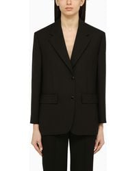 Prada - Black Single-breasted Jacket In Wool - Lyst