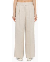 Max Mara - Linen Wide Trousers With Pleats - Lyst