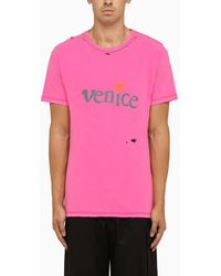 ERL - Pink Crew Neck T Shirt With Wears - Lyst