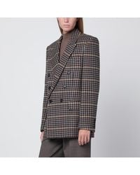Saint Laurent - Giacca doppiopetto a quadri in lana - Lyst