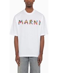 Marni - T-shirt bianca con logo bouquet - Lyst