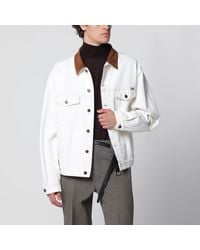 Prada - Old Denim Jacket With Leather Details - Lyst