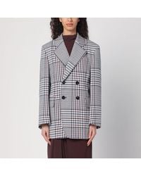 Bottega Veneta - Double-breasted Checkered Jacket In Structured Cotton - Lyst