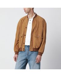 Saint Laurent - Caramel Suede Bomber Jacket - Lyst
