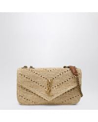 Saint Laurent - Small Loulou Chevron Crochet Raffia Bag - Lyst