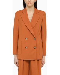 Harris Wharf London - Terracotta-coloured Double-breasted Jacket - Lyst