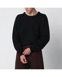 Lemaire - Coal Alpaca Wool Blend Crew Neck Sweater - Lyst