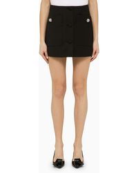 Prada - Black Wool Mini Skirt With Jewelled Buttons - Lyst