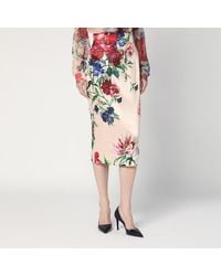 Dolce & Gabbana - Longuette-Rock Mit Blumenmuster - Lyst