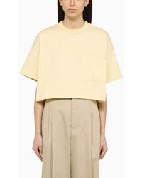 Bottega Veneta - T-shirt oversize cropped gialla chiara in cotone - Lyst