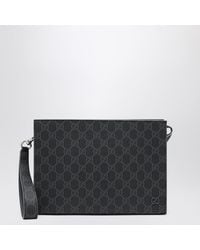 Gucci - Pochette Petite En Tissu Gg Noire/Grise - Lyst
