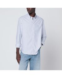 Maison Kitsuné - Chemise Boutonnée Blanche À Rayures - Lyst