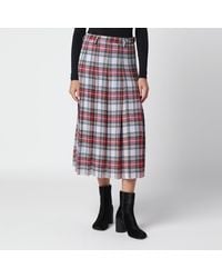 MM6 by Maison Margiela - Long Pleated Wool-Blend Skirt With Check Pattern - Lyst