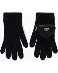 Prada Gloves With Applied Pocket - Blue
