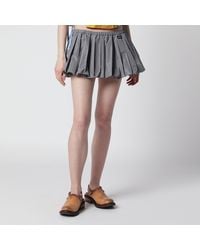 Miu Miu - Pleated Balloon Tec Canvas Miniskirt - Lyst
