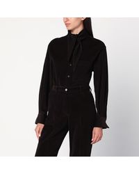 Ferragamo - Striped Velvet Overshirt With Lavallière Collar - Lyst