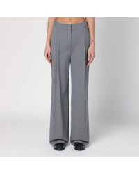 Loulou de Saison - Wide Grey Wool Pants - Lyst
