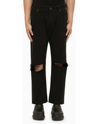 Balenciaga - Black Cropped Jeans With Wear - Lyst
