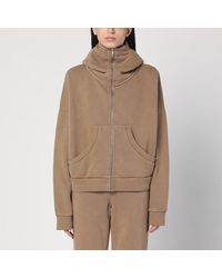 Entire studios - Felpa con zip beige in cotone - Lyst
