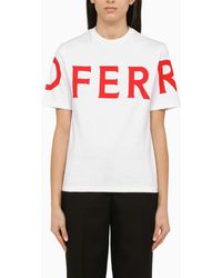 Ferragamo - White Crew Neck T Shirt With Logo - Lyst