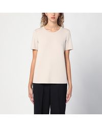 Max Mara - Écru Cotton-blend T-shirt - Lyst