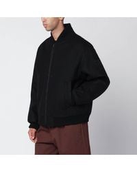 Stone Island - Schwarze Jacke Mit Reißverschluss Aus Wollmischung - Lyst