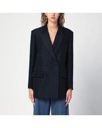 Valentino - Navy Double-breasted Jacket Toile Iconographe - Lyst
