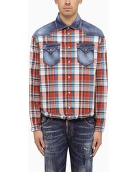 DSquared² - Checked Shirt With Denim Details - Lyst