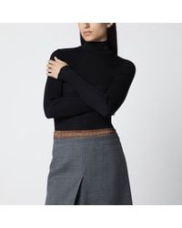 Prada - Ribbed Turtleneck Sweater With Triangle Logo - Lyst